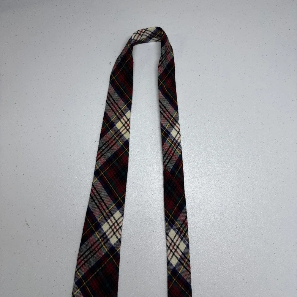 Vivella by Grant Mens Wool Cotton Blend Necktie Green Red Tartan Plaid
